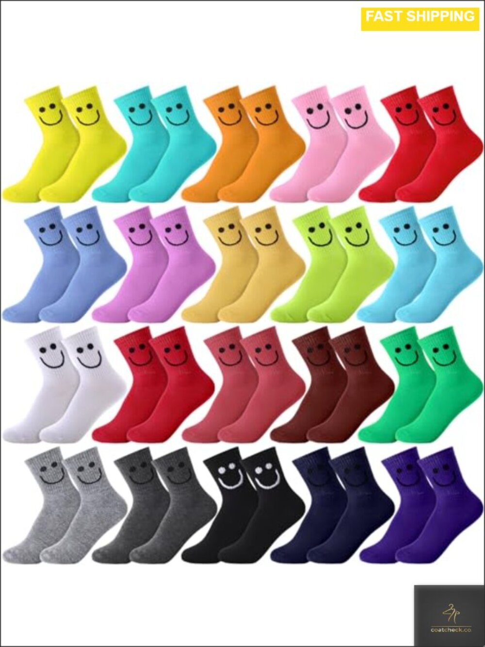 20 Pack Funny Emotion Women Crew Socks Cotton Polyester Medium